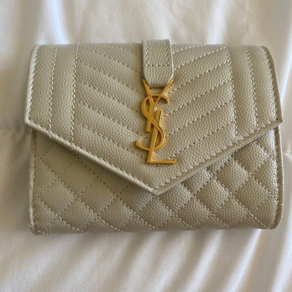 Saint Laurent Compact Tri Fold YSL Leather Wallet
